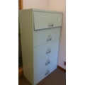 Flip-Front Beige Filing Cabinet 5-Drawer